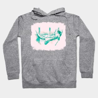 Hammock Reader In Pink And Mint Hoodie